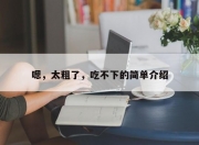 嗯，太粗了，吃不下的简单介绍