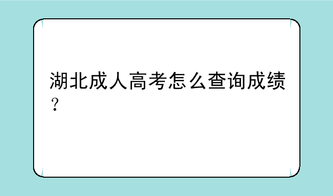 湖北成人高考怎么查询成绩？