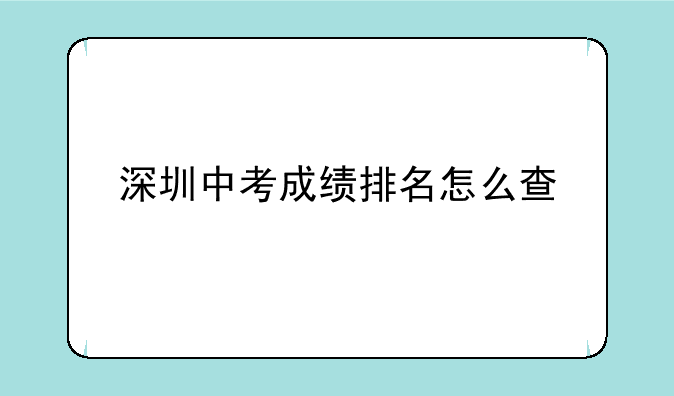 深圳中考成绩排名怎么查