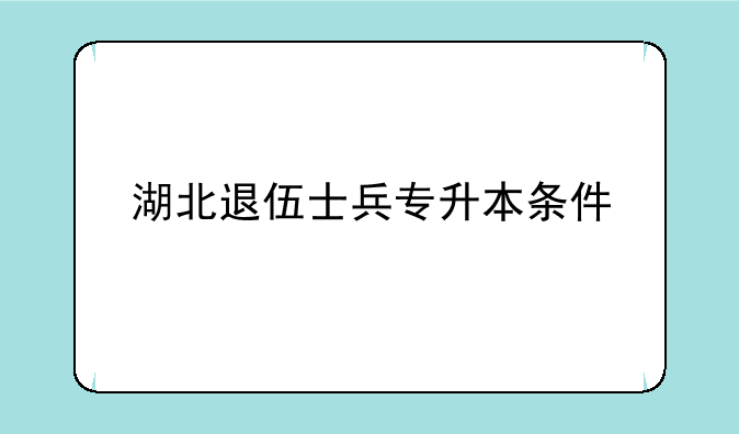 湖北退伍士兵专升本条件