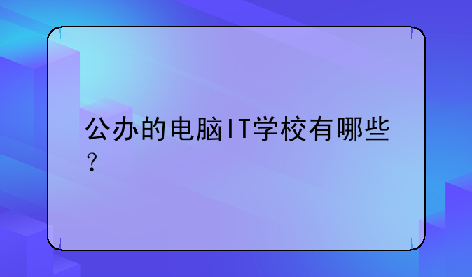 公办的电脑IT学校有哪些？