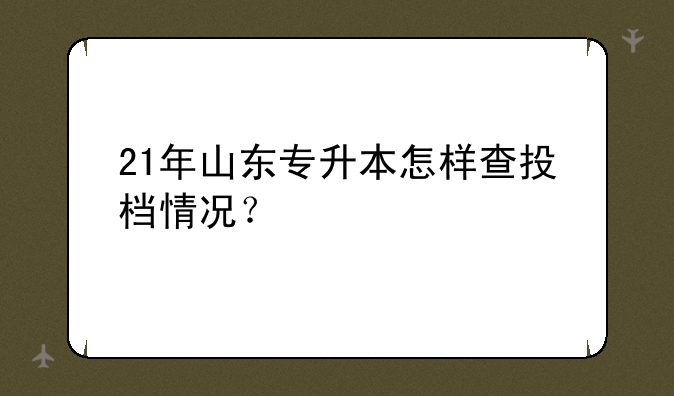 21年山东专升本怎样查投档情况？