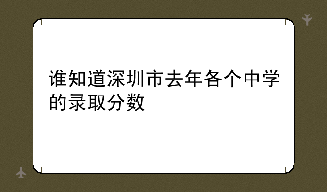 谁知道深圳市去年各个中学的录取分数