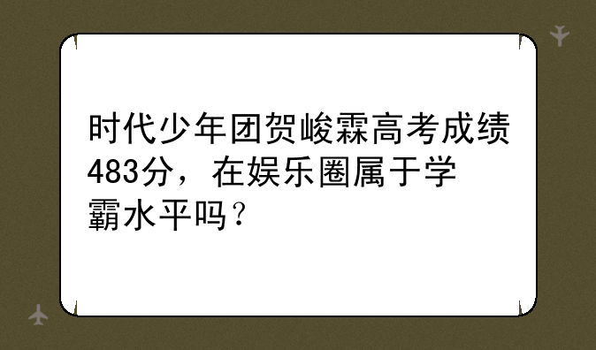 时代少年团贺峻霖高考成绩483分，在娱乐圈属于学霸水平吗？
