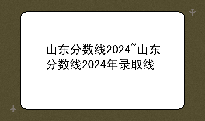 山东分数线2024~山东分数线2024年录取线